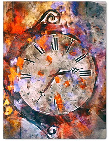 wandmotiv24 Leinwandbild Kunst, Hochformat, Abstrakte Uhr M0297