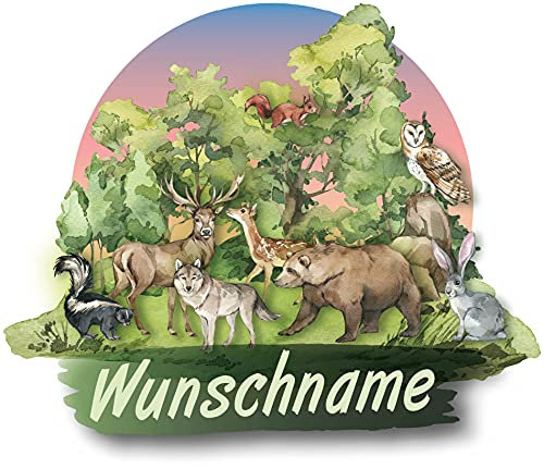 Samunshi® Waldtiere Aufkleber mit Namen Autoaufkleber Namensaufkleber Kinder Namensetikett für Brotdosen Babyaufkleber Kinderaufkleber 15 x 15cm Waldtiere