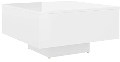 vidaXL Couchtisch Beistelltisch Wohnzimmertisch Kaffeetisch Sofatisch Teetisch Tisch Wohnzimmer Pflegeleicht Hochglanz-Weiß 60x60x31,5cm Holzwerkstoff