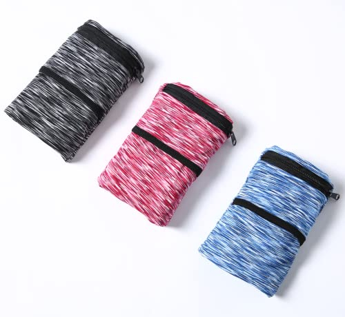 bbfly Handgelenkbeutel, Sport Handgelenktasche mit Reißverschluss, für Joggen, Spazieren, Laufen, Gassi gehen, Fahrrad und Yoga etc (Red+Blue+Black, L)