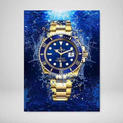 DEVICI Wandbilder – Rolex Submariner 18K Gold – Wandbilder Wohnzimmer, Büro, Bilder Leinwand, Poster & Kunstdrucke, Wanddekoration Wohnzimmer