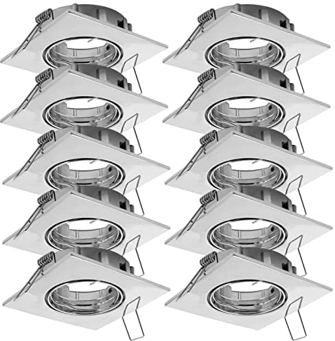 Eaxus® GU5.3/MR16 Einbaustrahler – 10er Set Einbauleuchte für Bad, Wohnzimmer, Esszimmer & Co, Silber