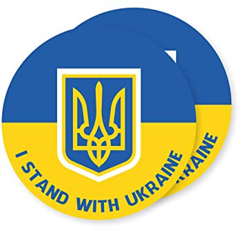 stika.co Pack of 2 I Stand with Ukraine Flag Design, Self-Adhesive Vinyl Sticker, United Against war, No war in Ukraine (M - 100 x 100 mm)