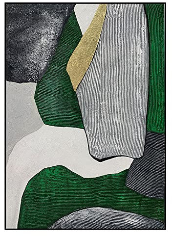 Acrylbilder, handgemalt auf Leinwand, Textur 3D, dick, dunkelgrün, Glücksstein, Landschaft, grün / Abstrakter moderner Luxus / für Familienwand, Wohnzimmer, Esszimmer, Home Art Decor Company, Gr