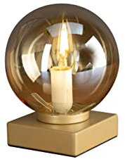 Eco-Light Leuchten Pluto Tischlampe, 1 flammige Tischleuchte, Nachttischlampe aus Glas, Farbe: mattem Gold (champagnerfarbenen), Fassung E14, inkl. Schalter