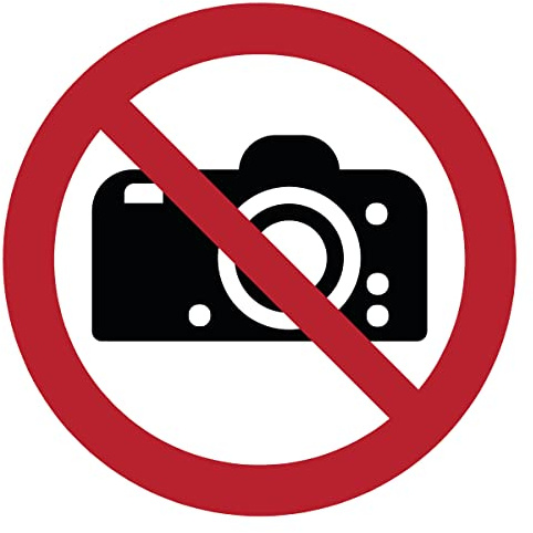 Runder Laminierter Schilderklebstoff, Wasserfester ISO 7010 - Kleber – UV-beständiger Laminierter Klebstoff – Keine Fotografie - Durchmesser 10 cm