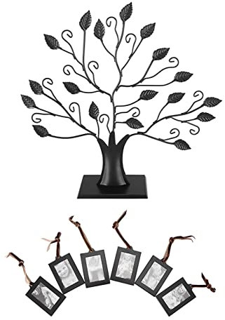 Cuque Stammbaum-Rahmen, Fotorahmen-Display-Baum 2,52 * 1,81 Zoll Modischer Familienfoto-Display-Baum-Bilderrahmen, Fotorahmen-Display für Arbeitszimmer (S 6 Bilderrahmen mit 6,4 * 4,6 cm)