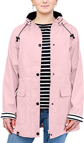 Breizh Ocean - Ciré imperméable Femme Guidel, vêtement de Pluie à Capuche, Coutures thermosoudées, étanches. Doublure à Rayures de Style marinière.