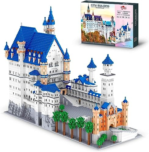 Bausteine Haus Bausatz, Schloss Neuschwanstein Prinzessin Schloss Haus Building Blocks, 11810 Klemmbausteine Modular Building Micro Diamond Particles Nicht Kompatibel mit Lego