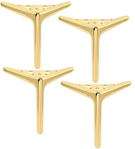 TCHOSUZ 7 Inch / 18cm Metal Furniture Legs, Set of 4 Heavy Duty Modern Diamond Triangle Table Desk Chair Sofa Legs Couch Feet With Screws For DIY Cabinet Cupboard TV Bench Stand 4 Pieces Gold