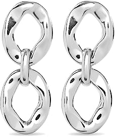 UNO de 50 Ohrringe aus Sterlingsilber mit 2 Gliedern, die durch einen Ring verbunden sind, Einheitsgröße, Edelmetalle, Kein Edelstein