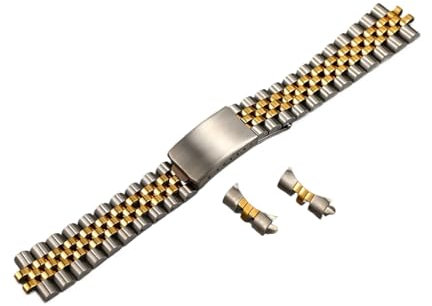 LUGEMA 316L Edelstahl 18 Mm 20 Mm 2 Ton Gold Massiver Edelstahl Jubilee Uhrenarmband Band Gebogenes Ende Kompatibel Mit Rolex-Uhren (Size : 20mm)