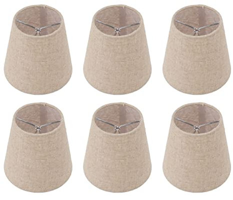 6-teiliges Kleines Lampenschirm-Clip-on-Glühbirnen-Set für Kandelaber-Glühbirnen, Lampenschirm aus Leinenstoff für Tisch-Kronleuchter-Wand, Lampenschirme