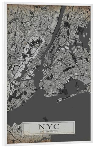 artboxONE Poster mit weißem Rahmen 90x60 cm Städte/New York NYC Vintage Stadtplan - Bild New York