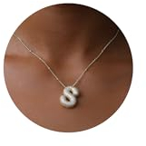 Halora Bubble Letter Necklace Gold, Kette Halskette Mit Buchstaben Anhänger Gold Initial Necklace S Schmuck für Damen
