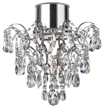 Licht-Erlebnisse Badezimmerlampe Decke Kristall IP44 GU10 Ø 36 cm H: 38 cm klein in Chrom Deckenleuchte Badezimmer Deckenlampe Bad