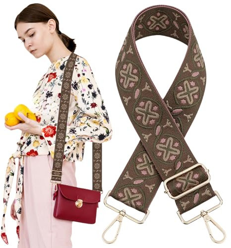 Traziewell Taschengurte Zum Wechseln Schultergurt Mit Karabiner Umhängetasche Damen Breiter Taschengurt Tragegurt Schulterriemen für Crossbody Bag Gurt für Taschen Taschengurte zum Wechseln Boho 2518