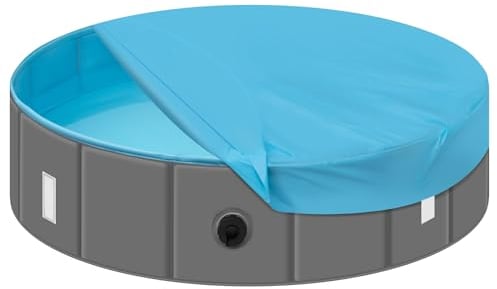 EUGAD Piscina para Perros, Piscina Perro con Cubierta 80x20cm Piscina Rigida Portátil Bañera, PVC Piscina para Perros, Plegable Dog Pool,Piscina de Bolas para Bebé Niño Redonda Piscina