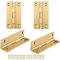 Lot de 4 charnières en laiton massif, petites charnières de porte, charnières pliantes pour meubles, armoires, charnières avec vis de fixation, doré, 3,8 cm