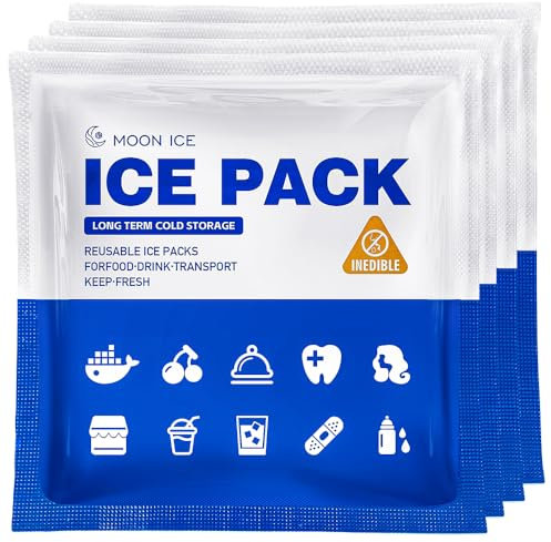Blue Ice Packs for Coolers, Shipping and Lunch Box | Cold for Up to 48 Hours | Slim Size Long-Lasting Reusable Ice Pack | Gel Freezer Packs for Camping, Beach, Fishing, Shipping Food (4 X 4 48pcs)