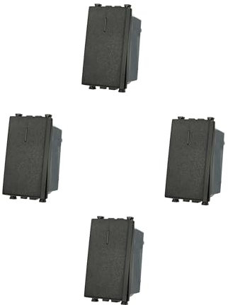 4 Pezzi Interruttore unipolare 1P 16A compatibile con Vimar Arke colore Nero incasso presa a muro confezione 4 pz