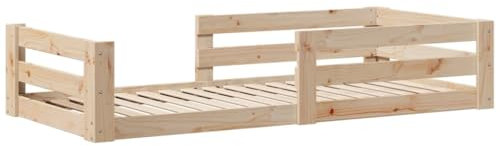 vidaXL Massivholzbett, Holzbett Bett ohne Matratze, Bettgestell mit Kopfteil Lattenrost, Bodenbett Einzelbett für Schlafzimmer, 70x140cm Kiefernholz
