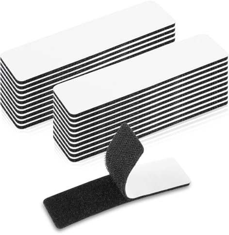 Mabor 20Pcs Hook and Loop Strips Strong Adhesive Picture Hanging Strips Heavy Duty Double Sided Sticky Hook and Loop Tape Black Back Fasteners for Indoor Outdoor (1 x 4)