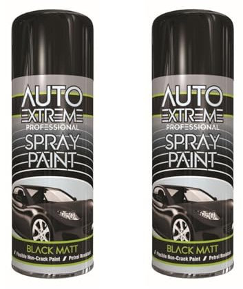 DIOXSTAR Black Matt Spray Paint, Matt Finish, Quick Drying, Non-Cracking, Suitable for Most Surfaces Including Wood, Metal and Glass, Easy to Use, 400ml (2 PCS)