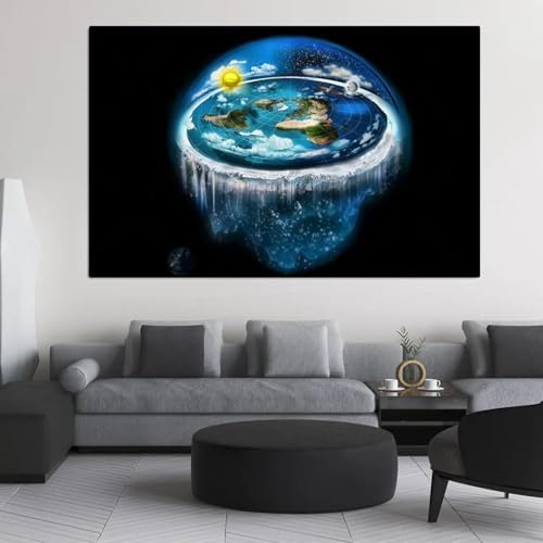 XINBAO Flache Erde mit Kuppel-Kunstleinwand, Wanddekoration, Drucke im abstrakten Stil, Malerei-Poster, Bild, Wohnzimmer, Heimdekoration, 40 x 60 cm, rahmenlos