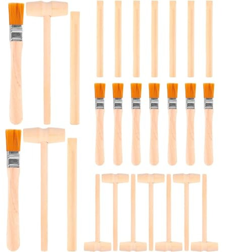 JINJUMEI 9 Set Strumenti per Scavo in Legno per Bambini, Strumenti Di Scavo Kit, Dinosauri Attrezzi Archeologici Martello di Legno Martello da Scavo, Giocattolo Educativo, Geografia Rock