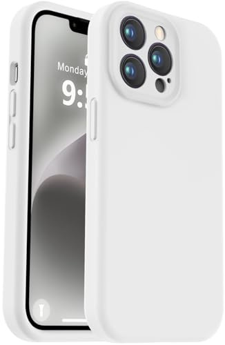 Vooii Compatible with iPhone 13 Pro Case, Liquid Silicone Upgrade [Camera Protection] [Fit for Battery Charger Cases] Shockproof Phone Case for iPhone 13 Pro 6.1 inch - White