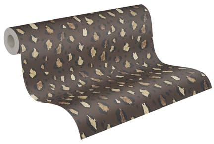 Livingwalls Anna D'Andrea Vliestapete Tiertapete 10,05 m x 0,53 m - Braun, Beige, Schwarz - Tapete Leopardenmuster - 782163