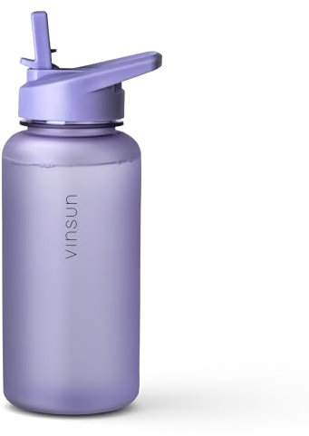 Vinsun Trinkflasche 1L mit Strohhalm Deckel - Tritan, BPA frei, auslaufsicher - leichte Wasser Flasche für Fitness, Gym, Reisen, Schule, Sport - Sporttrinkflasche lila