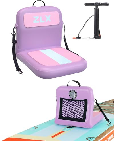 ZLX Aufblasbares SUP-Sitz Mit Luftpumpe, Tragbar Kajaksitz für SUP-Board, Stand Up Paddle Board Surfbrett Sitz, Paddelboardsitz für Outdoor Kajakfahren Kanufahren Angeln Camping