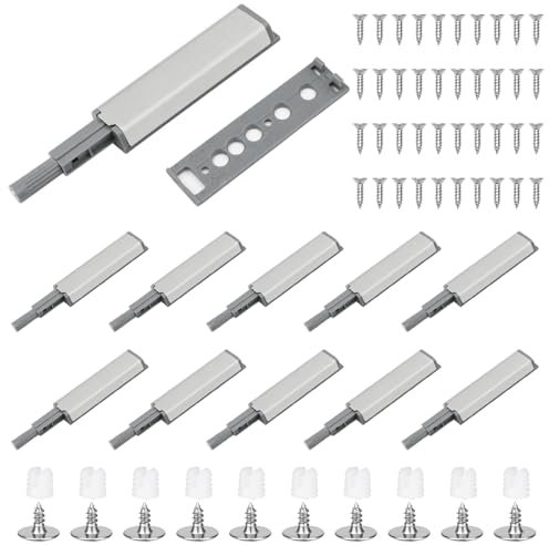 10 Stück Drucktüröffner Push to Open Türöffner, Schranktür Dämpfer Schrank Ferderschnäpper, Türdämpfer Softclose für Schrank Schubladen (mit 40 Schrauben)