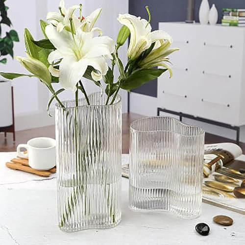 KJHONG Vase en verre transparent avec empreinte de pied - Petit vase hydroponique en bambou riche - Rose - Taille S