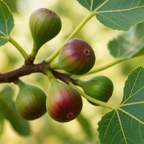 GreenboutiQ - Plante fruitière - Figuier - Ficus caria Little mis Figgy - Fruit Rouge - 2 plantes - Pot 15cm Hauteur 50cm