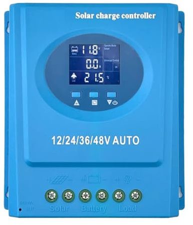 Uxsjakjsd Contrôleur de Charge Solaire MPPT 120A 12V-48V avec Écran LCD, Chargeur Double USB pour Téléphone, Adapté Aux Batteries Plomb-Acide/Lithium.