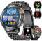 LIGE Military Smart Watch for Men with Bluetooth Call,1.43 AMOLED with LED Flashlight/530mAh,100+ Sports Mode Tactical Fitness Tracker/Heart Rate Sleep Health Monitor/IP68 Waterproof for Android iOS