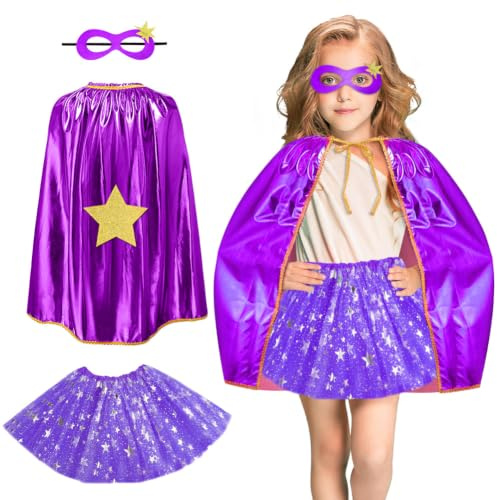 AUYAO Superhjältecape Kostym Barn 2 delar Kort Dubbelsidig Kappa | Superhjältar, superhjältelager, för julfest, halloween, cosplay, födelsedagsgåvor