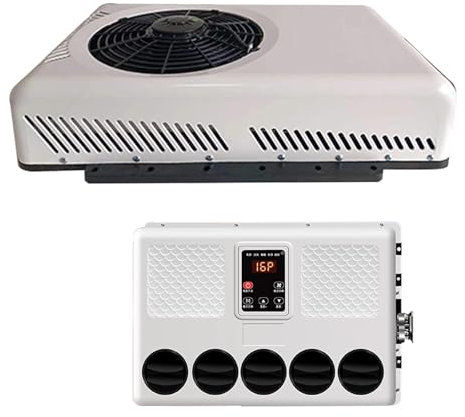 DYUNCZ Climatiseur Camping Car 24v avec Télécommande, Unité de Climatisation Électrique Split 7500 BTU, Alimentée par Batterie, Refroidissement Silencieux, pour Camping-Cars, Caravanes(White)