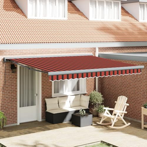 Youuihom Automatische Einziehbare Markise Orange Braun 400x300 cm Wasserdichtes Acryl mit Aluminiumrahmen 80 Grad Neigung Moderner Sonnenschutz für Balkon Terrasse und Garten
