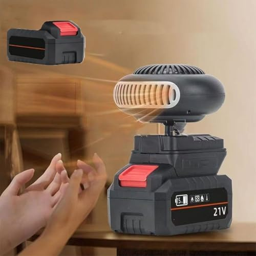 Chauffage D'appoint Alimenté par Batterie Rechargeable, Chauffage Voiture Sans Fil Portable, Dégivrage Rapide Désembueur, pour Camping-car, Maison, Bureau, Atelier (Une batterie)