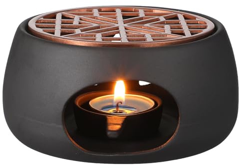 SEWACC Ceramic Hollow Tea Warmer Set Teapot Heater with Teapot Mat and Candle Holder Tea Heating Stove for Keeping and Milk Warm Home Office House and Restaurant Use