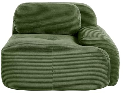 Cozzmats 1piece Modern Lovely Sofa Without Armrests with Cushion, Living Room Furniture, Modular Corner Sofa, Premium Cordstock Fabric (Style D - Green,1,Armlehne rechts)