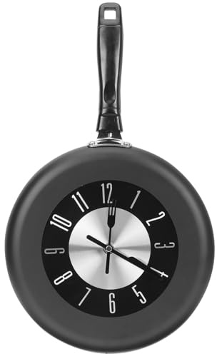 Kreative Wanduhr aus Edelstahl in Pfannenform für Büro und Schlafzimmer | Schwarz, Leicht und Robust, Wandaufhängung, Nordischer Stil, Originelle Form für Moderne Räume