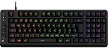 HyperX Eve 1800 Gaming-Tastatur – Kompakte 1800-Layout, QWERTZ deutsches Layout, 10-Zonen RGB-Beleuchtung, Membranschalter, Mediensteuerung, Anti-Ghosting, PC/PS5/Xbox kompatibel – Schwarz