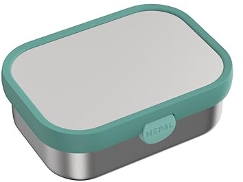 Mepal - Brotdose Edelstahl Campus - Bento Box Kinder - Brotdose Edelstahl Kinder mit Fächern & Gabel - Meal Prep Box mit Clip-Verschluss - BPA-frei & Spülmaschinenfest - 750 ml - Cool mint