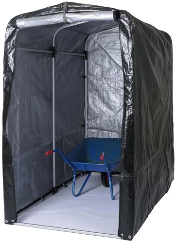 PROREGAL Gerätehaus | HxBxT 201x121x201cm | Gartenschuppen Geräteschuppen Gartenhaus | Anthrazit | Alu UV-Schutz wasserfest