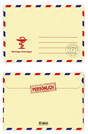 Briefumschläge (10 Stück) DIN-C6 - Krankschreibung Briefumschlag Krankmeldung mit Motiv Kuvert selbstklebend